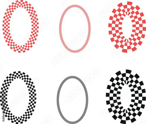 Abstract geometric patterns with colorful and monochrome oval designs