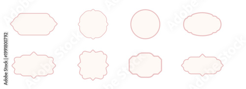 Vintage label set, elegant art deco frame, banner. Classic tags for handmade branding and rustic packaging. Sale sticker, certificate retro emblem 