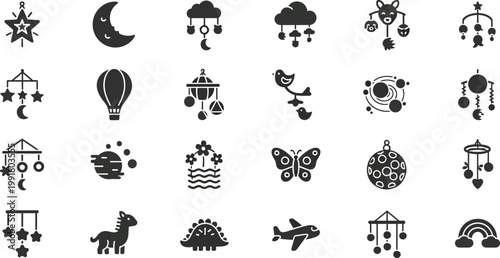 Whimsical collection of celestial and nature inspired mobile icons Vector