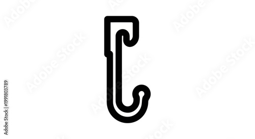 Minimalist carabiner icon on white background