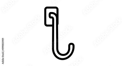 Simple black outline hook icon on white background