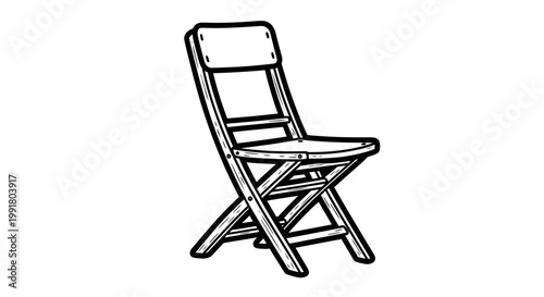 Simple folding chair illustration, hand-drawn style