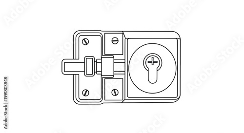 Simple line drawing of a door lock mechanism with keyhole