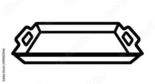 Simple line drawing of a serving tray with handles