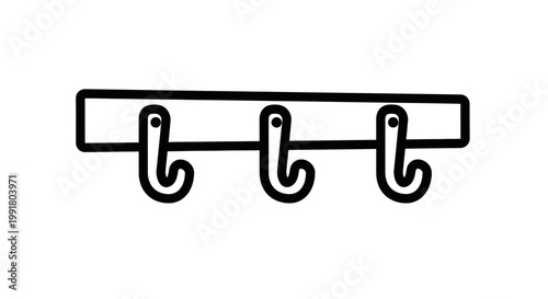 Simple line drawing of a three-hook wall rack