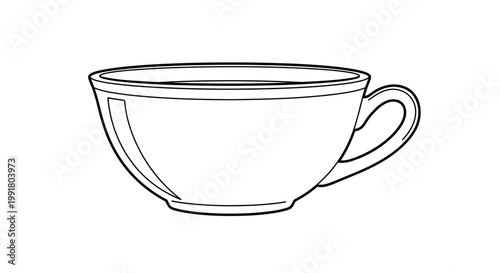 Simple line drawing of a teacup with a handle.