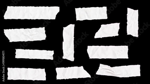 Dynamic stop motion animation of crumpled paper tape pieces. Enhance your creative video edits, scrapbooking projects, and social media content with these handcrafted realistic elements