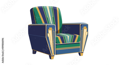 Art Deco Armchair with Geometric Pattern