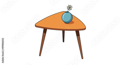 Minimalist side table with blue vase and white flower