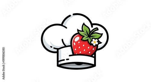 Chef hat with strawberry decoration.
