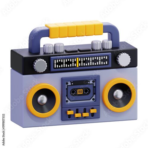 Cuadro en lienzo retro boombox 3d icon illustration