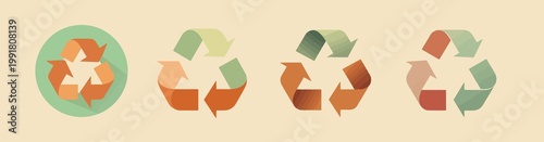 template of a recycling arrow icon featuring clean lines and a simple flat design with a soft green and terracotta color scheme