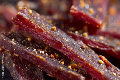Savory jerky with a mix of spices and fibers ready for snacking during game day or at the pub