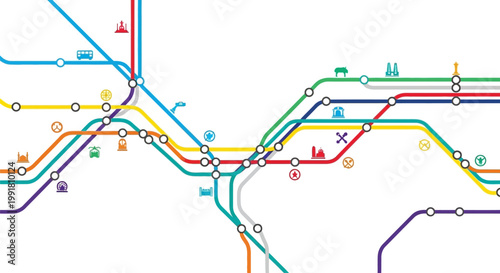 Colorful public transit system map.