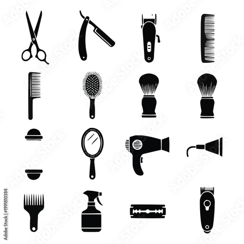 Hair Salon Accessories Vector Bundle