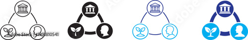 ESG icon set in multiple styles, sustainability symbols for environment, social and governance use.
