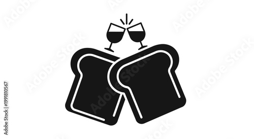 Two slices of toast clinking glasses celebration.