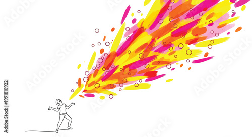 Colorful paint spray, vibrant art supplies, creative vector illustration, artistic expression