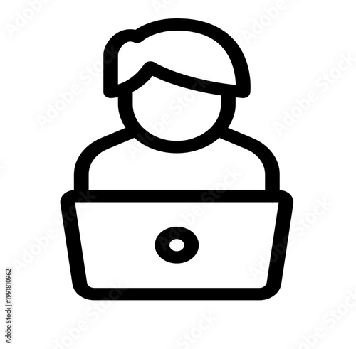 Computer User Icon Vector. Outline Computer User Sign. Isolated Contour Symbol Illustration