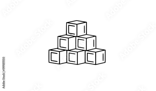 Block stacking game badge cartoon icon vector design