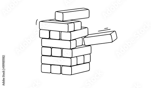 Block stacking game cartoon icon board game vector illustration