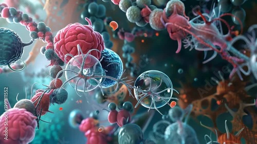 Abstract 3D Biological Cells and Molecules | Futuristic Cell Biology Visualization | Scientific Molecular Structure Art