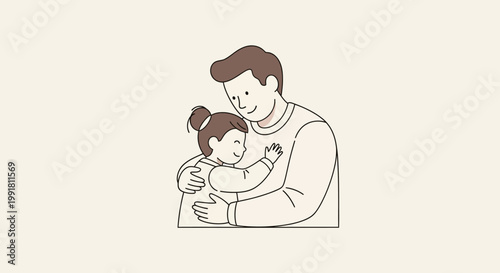 Father and daughter embracing warmly.