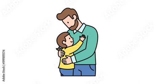 Father and child hugging with love