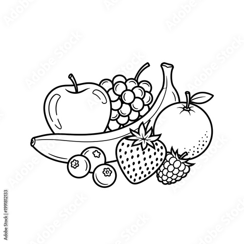 Colorful illustration of fresh fruits.