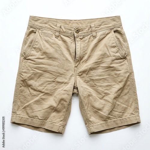 Beige mens casual summer shorts.