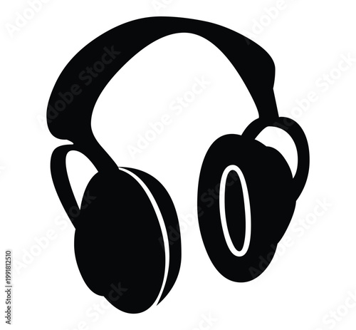 Minimalist Black Headphones Icon Silhouette for Music and Podcast Design