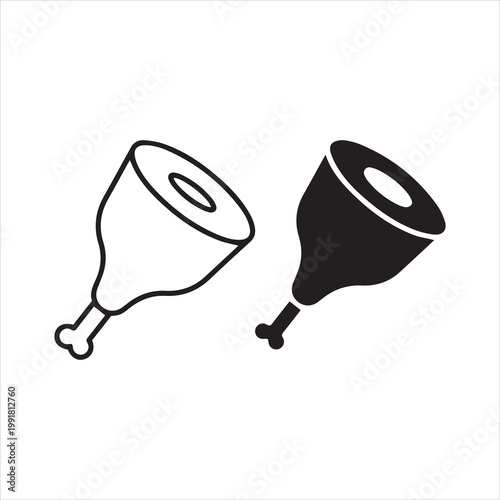 Meat icons vector silhouette set. thin line icon pack.