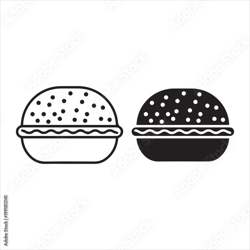 Burger icon silhouette design. Editable stroke outline icon on white background