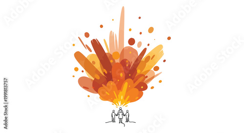 Explosion, Fireworks, Orange, Vector, Abstract Background, Blazing Embers, Colorful Burst