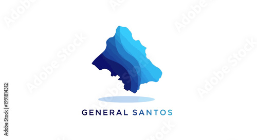 Abstract Blue Gradient Map of General Santos City Philippines.