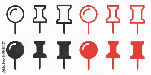 location icon set map pointer pin sign symbol red black outline destination icon place address navigation locator sign vector illustration	