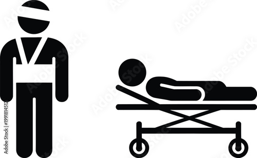 Medical professional attending to a patient on a stretcher