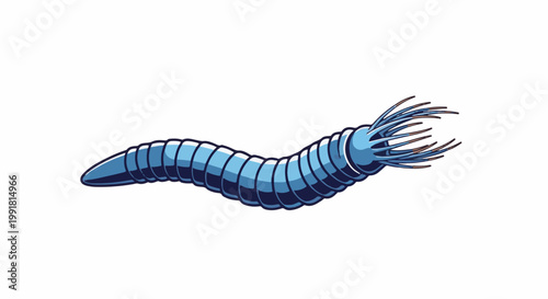 A segmented, blue, worm-like creature with tentacle-like appendages