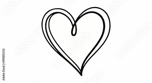 A simple, hand-drawn, black outline heart with a slightly textured, freehand style