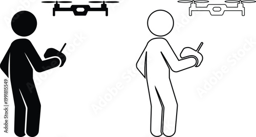 Comparison of drone operation by different human figures in contrasting styles