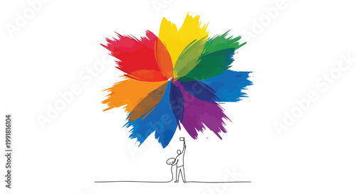 Colorful rainbow leaf, diversity symbol, vector illustration, inclusive design element