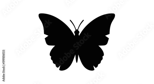 Black Silhouette of a Beautiful Butterfly Icon.