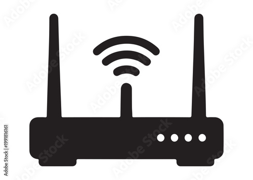 wifi router logo silhouette vector, wireless router logo silhouette vector illustration, wifi logo, network equipment logo silhouette, wifi internet access logo silhouette vector on white background 