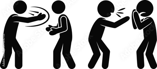 Illustrations of conflict resolution and communication between two individuals