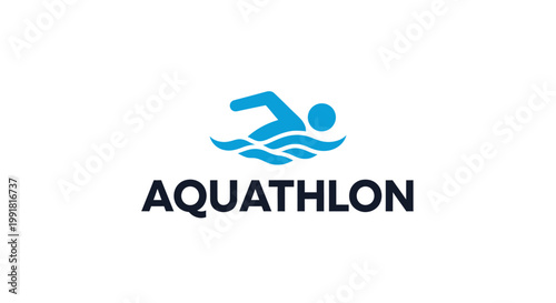Aquathlon Logo Depicting Swimmer in Water, Representing Sport and Fitness.