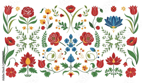 Mughal floral pattern vector set motif arabesque design illustration