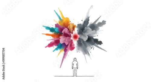 Colorful paint splatter, creative inspiration, artistic expression, abstract concept, vector illustration