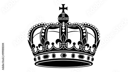 Royal Crown Emblem, Symbol of Power and Royalty, Black and White
