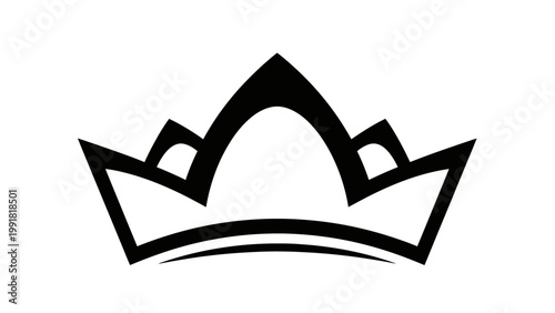 Black Crown Icon, Royal Symbol, Luxury Emblem, Minimalist Design, Vector Graphic