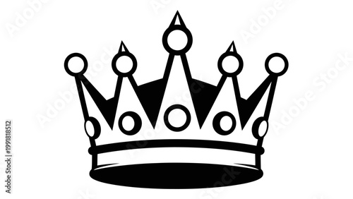 Black and White Crown Icon, Royal Symbol, Luxury and Power Emblem
